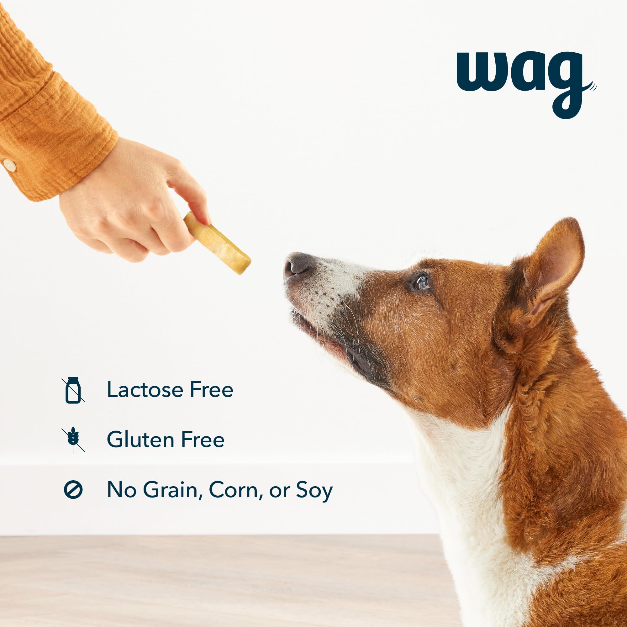 WAG Yak Cheese small dog treat, four-ingredient formula for simplicity and purity.
