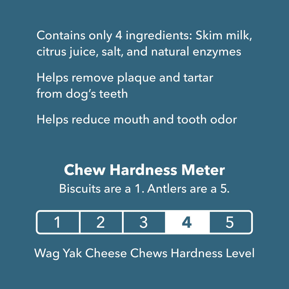 WAG Yak Cheese Himalayan dog chews texture closeup demonstrates engaging chewing action