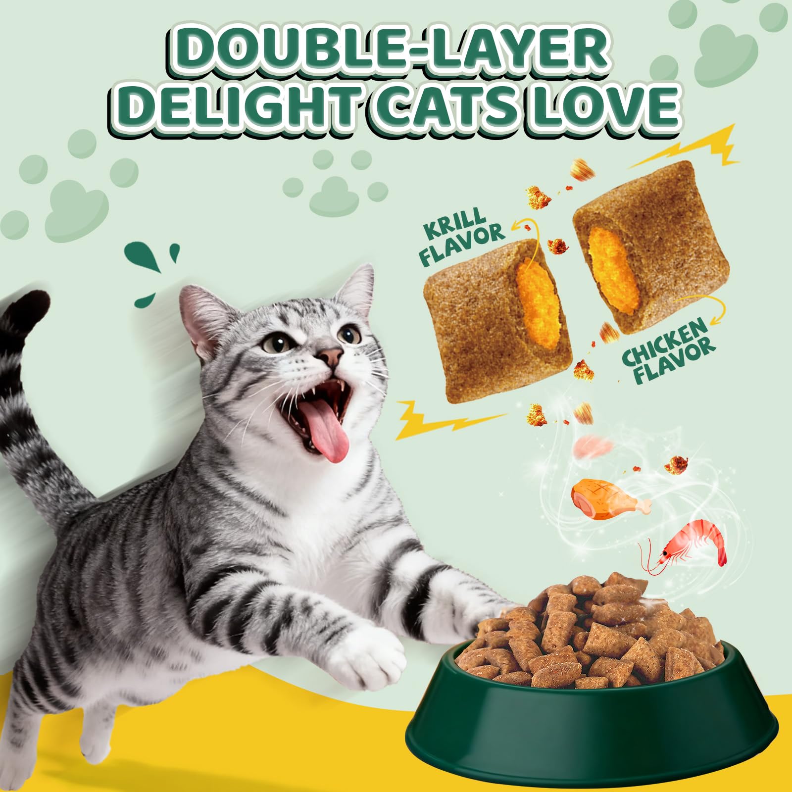 Wagmee cat flea tick chews chicken flavor with krill core.