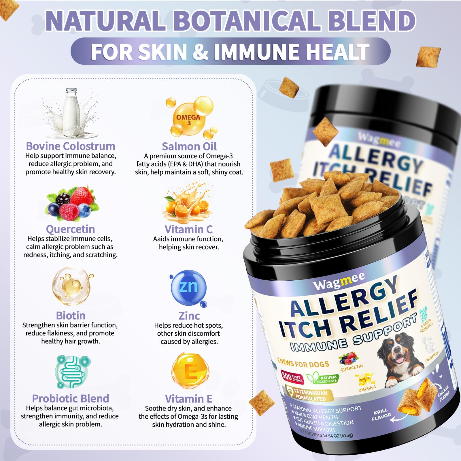 Wagmee 500-count jar for long-term daily allergy relief