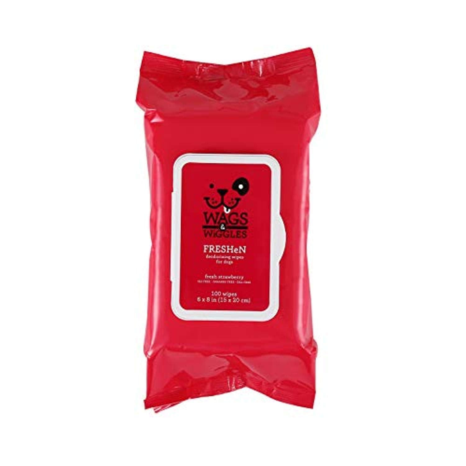 Wags & Wiggles Freshen Wipes clean paws and odors on the go.