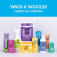 Wags & Wiggles Freshen Wipes with Fresh Strawberry scent for quick odor control.