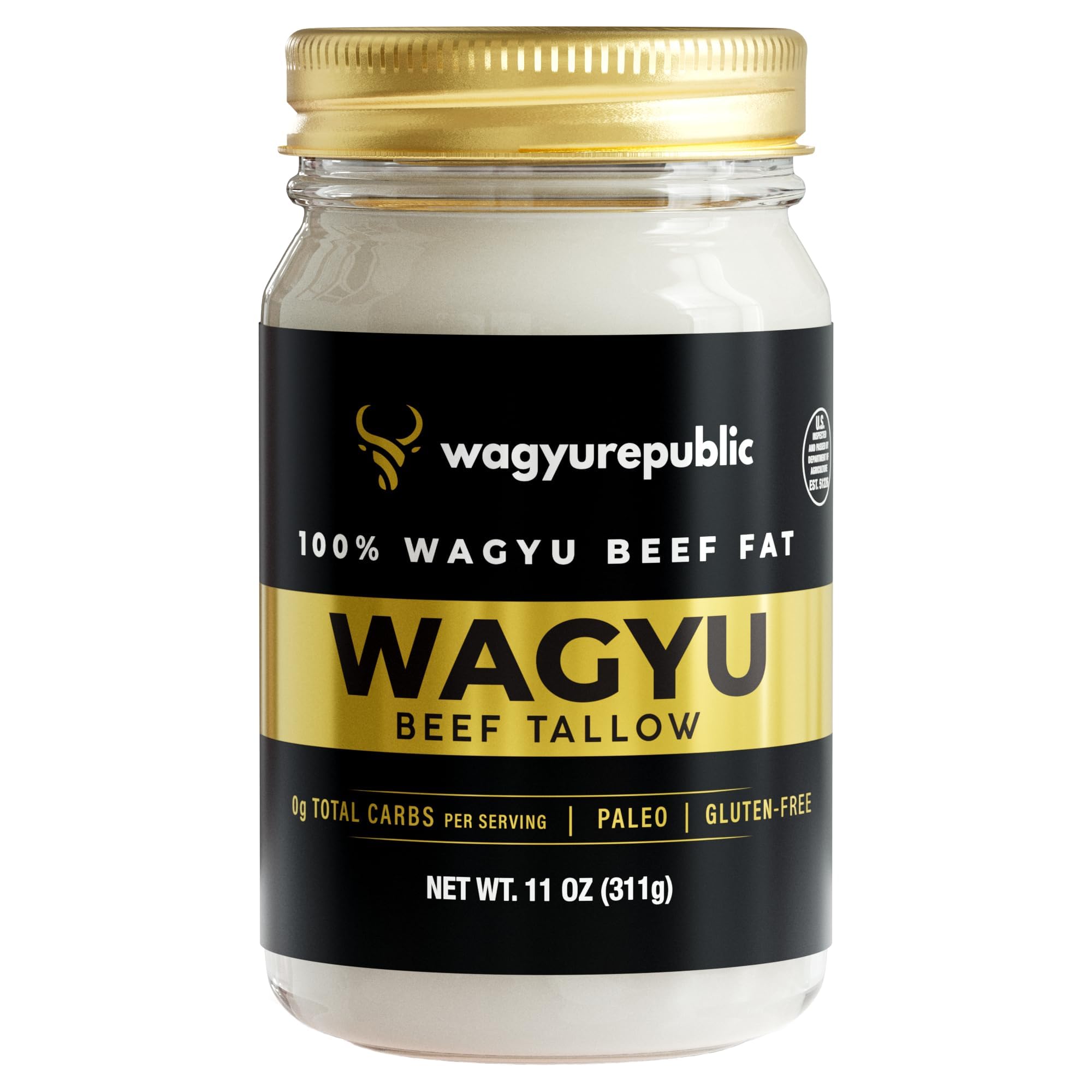 Wagyurepublic beef tallow 11oz glass jar for cooking and flavor