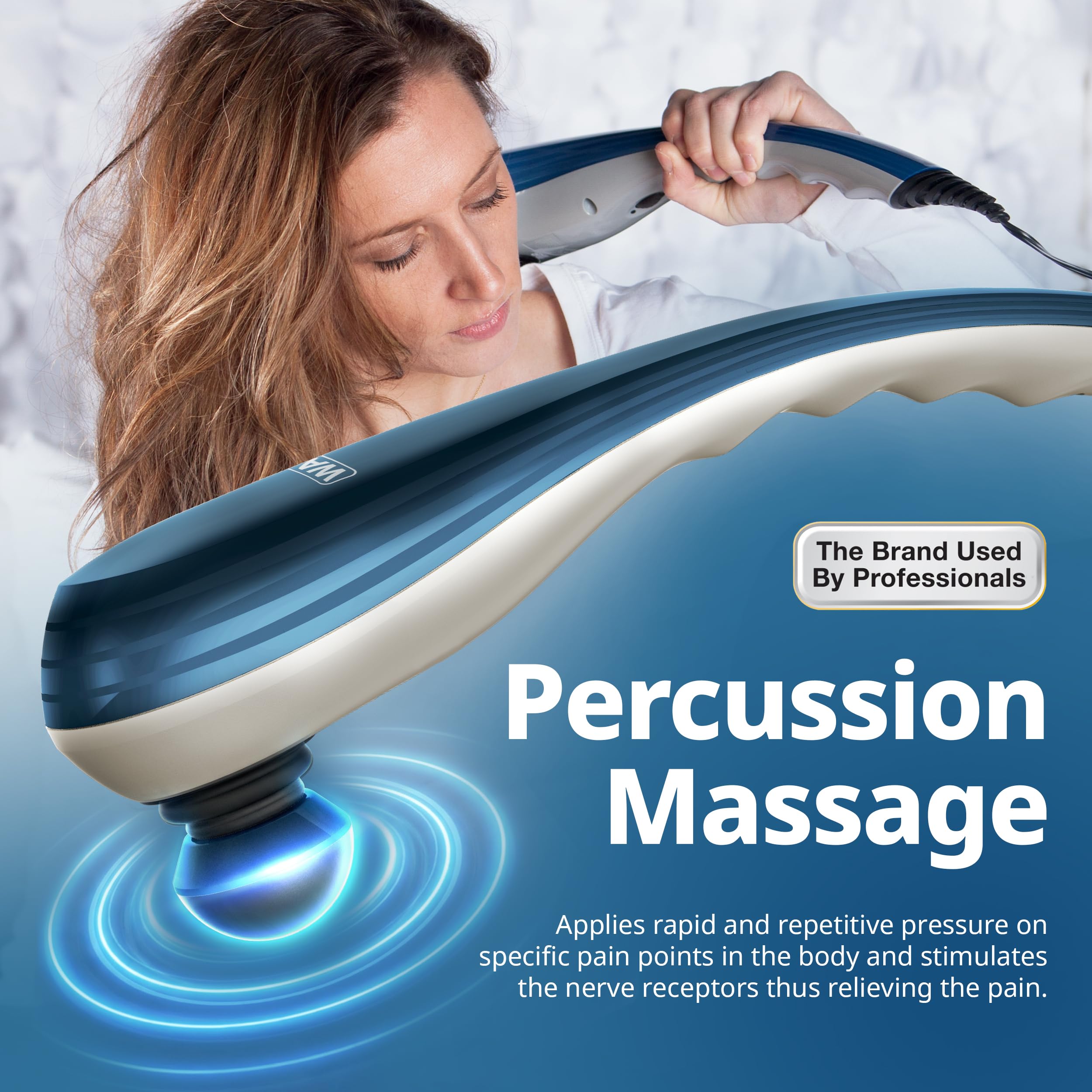 Wahl massager with four attachment heads for customized relief