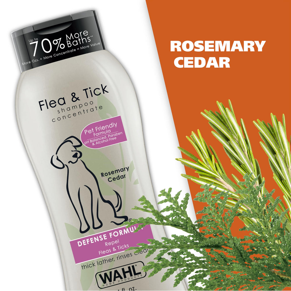 Ingredients panel of Wahl Defense Formula lists rosemary and peppermint oils.