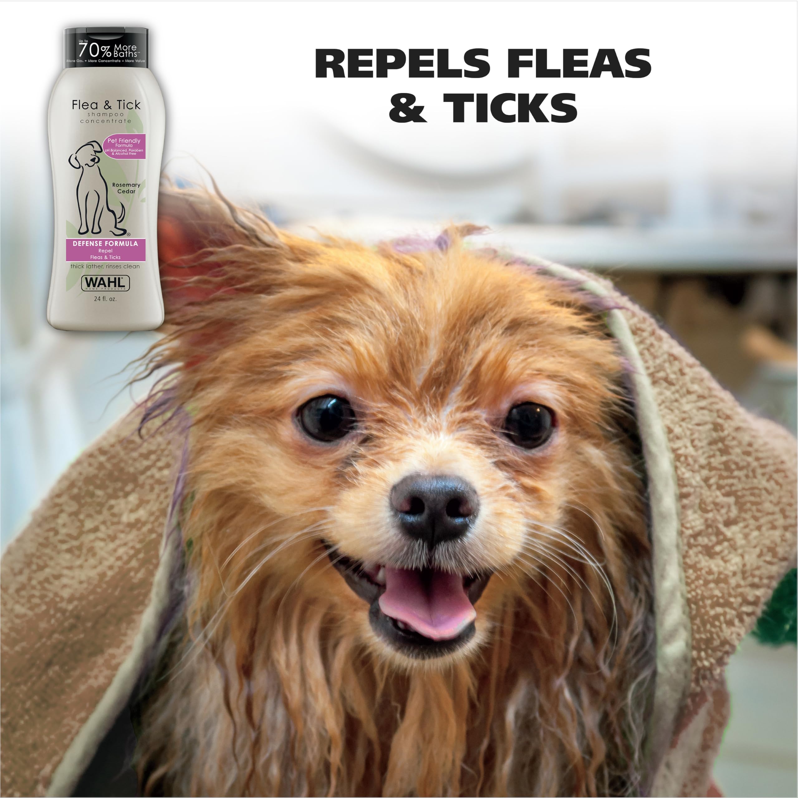 Pour action of Wahl Defense Formula highlights concentrated cleansing power.