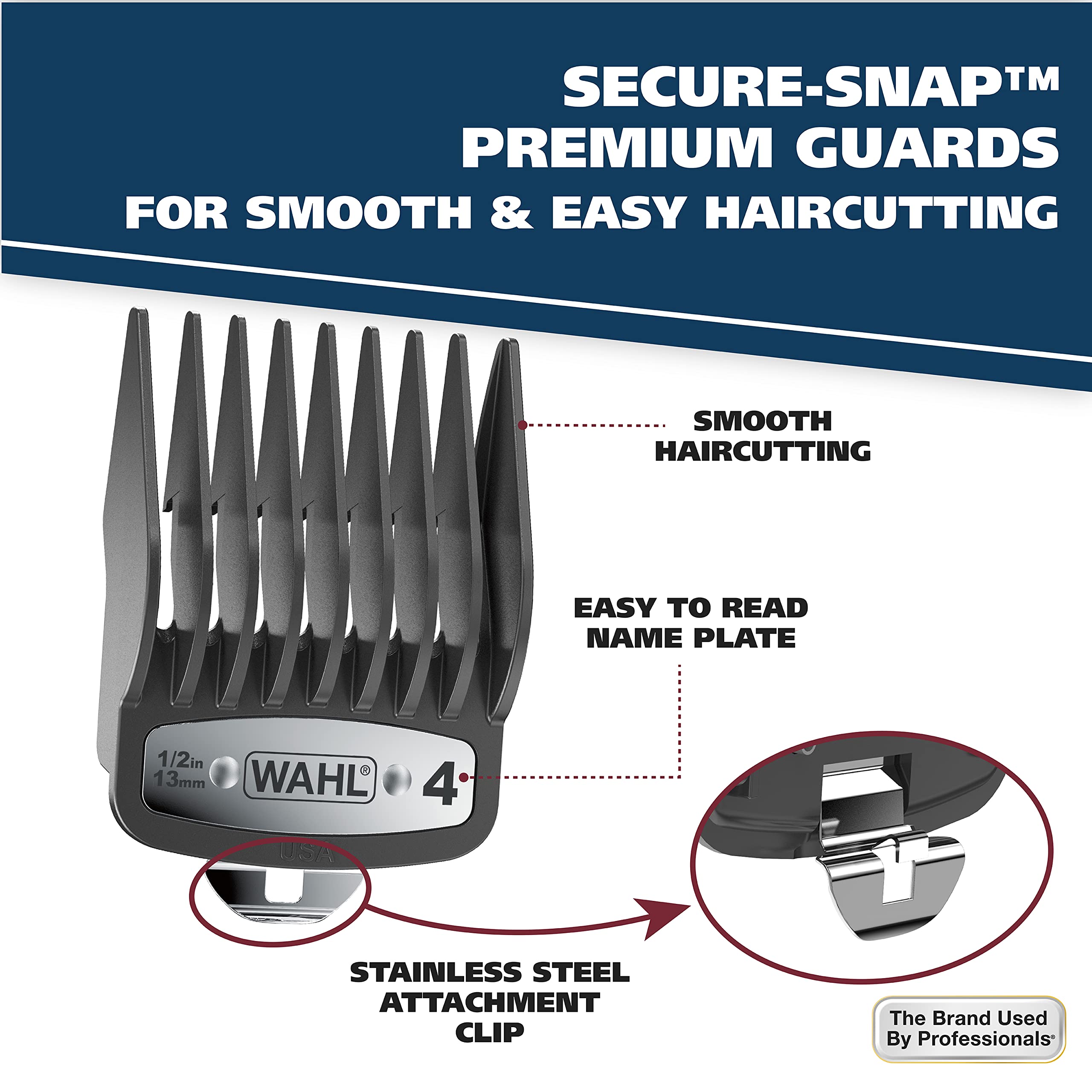 Wahl Elite Pro self-sharpening blades for long-lasting precision.