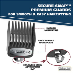 Wahl Elite Pro self-sharpening blades for long-lasting precision.