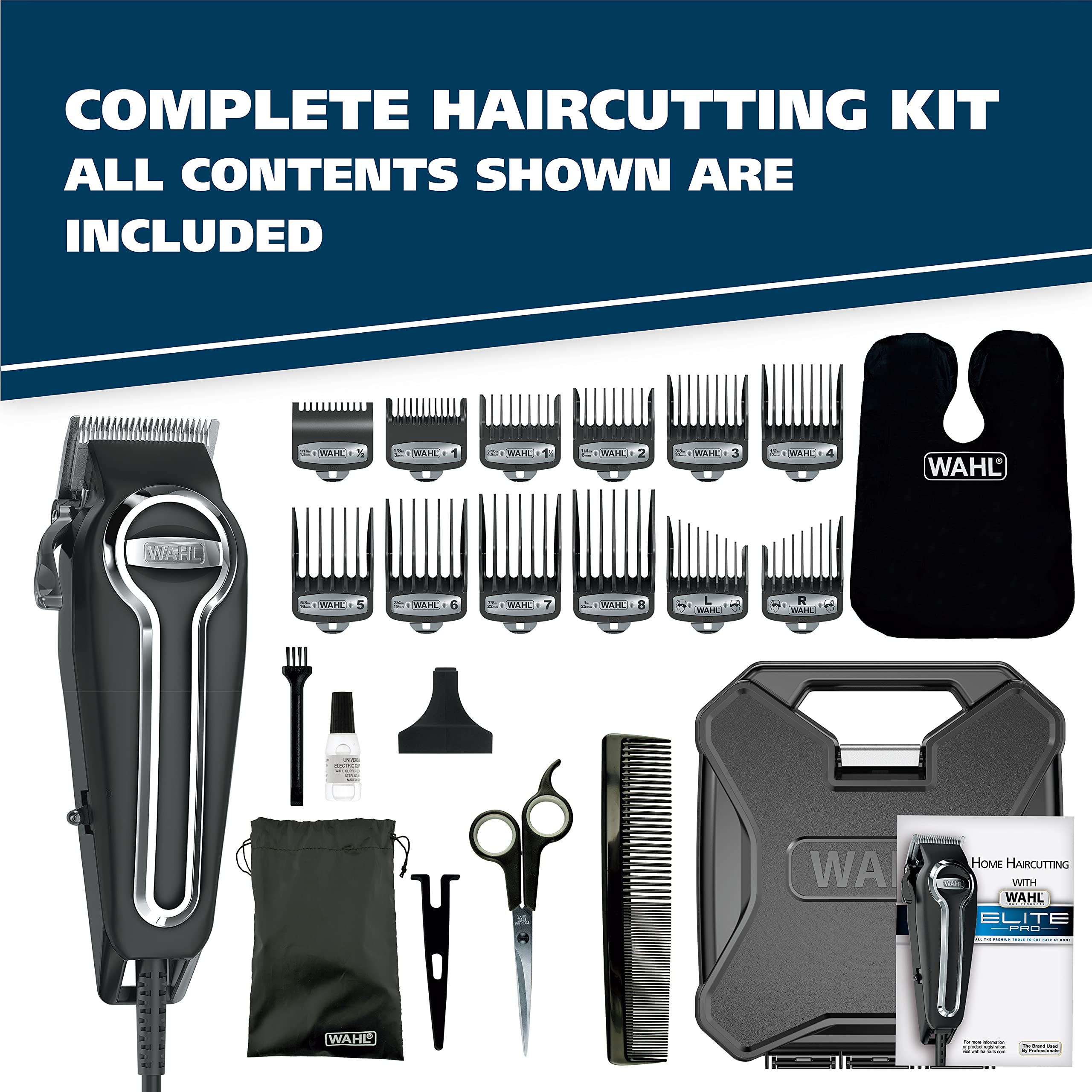 Wahl Elite Pro storage case keeps tools organized.
