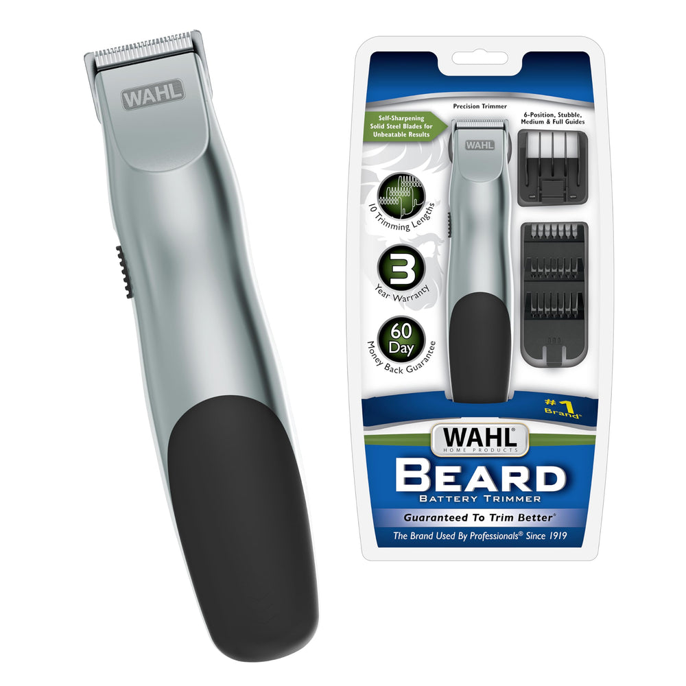 Wahl Groomsman battery trimmer front view for precise beard shaping.