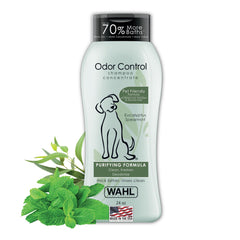 Wahl Odor Control Shampoo bottle close-up for easy, effective cleaning.