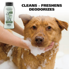 Wahl Odor Control Shampoo bottle pour shows quick lather for great coat cleansing.
