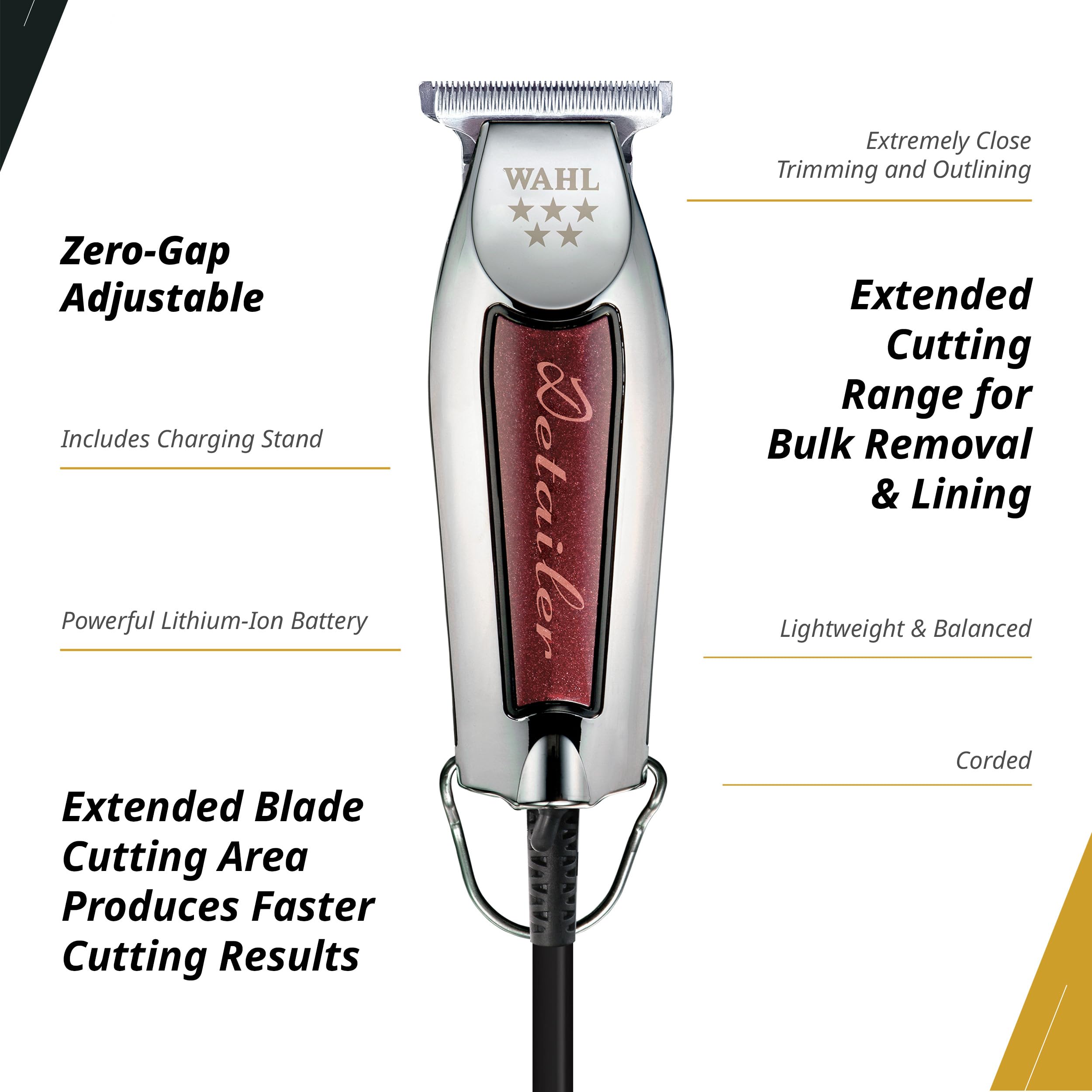 Wahl Professional Detailer Trimmer burgundy compact design fits the hand