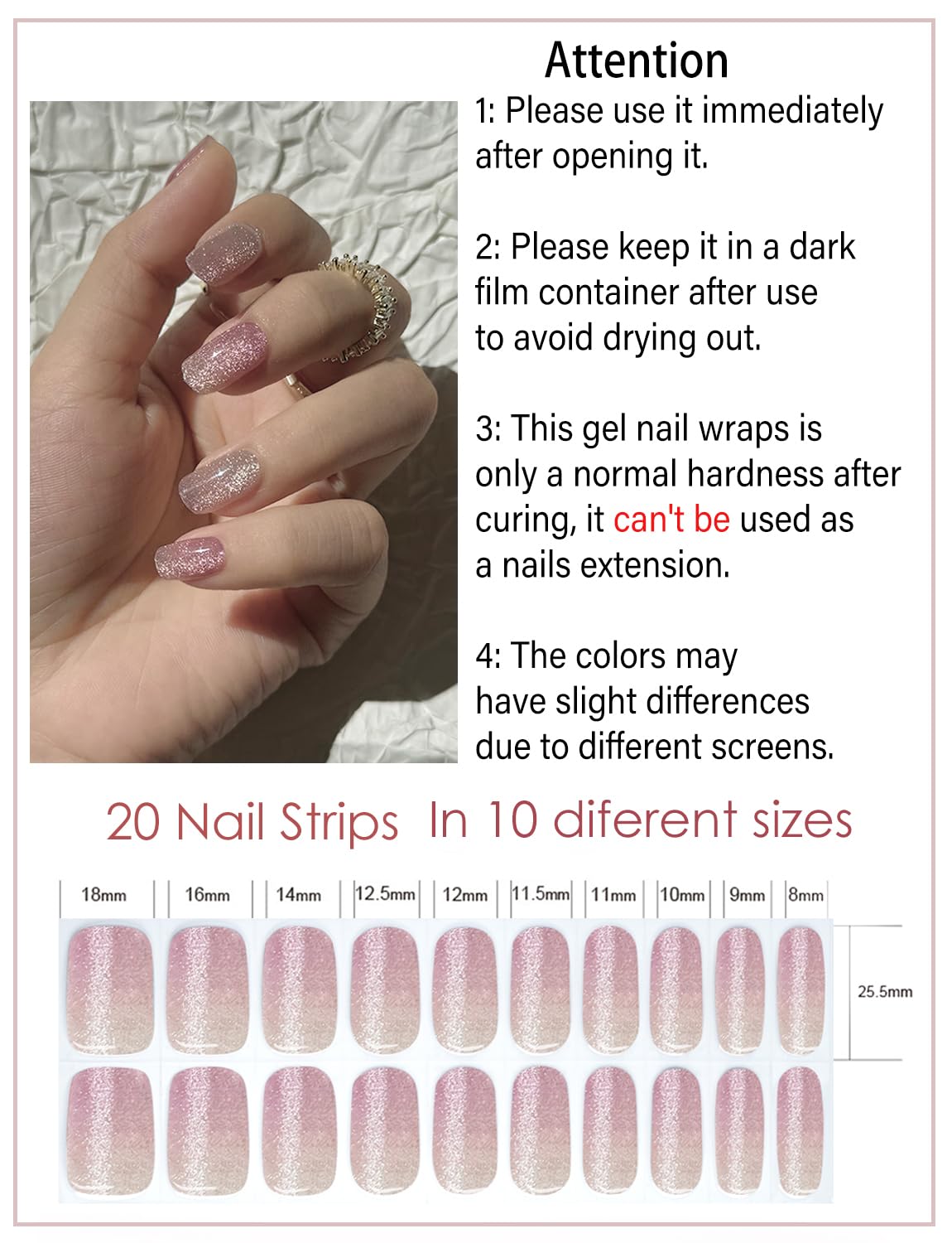 Wahrshei UV gel nail stickers with easy-application kit for precise salon-style results