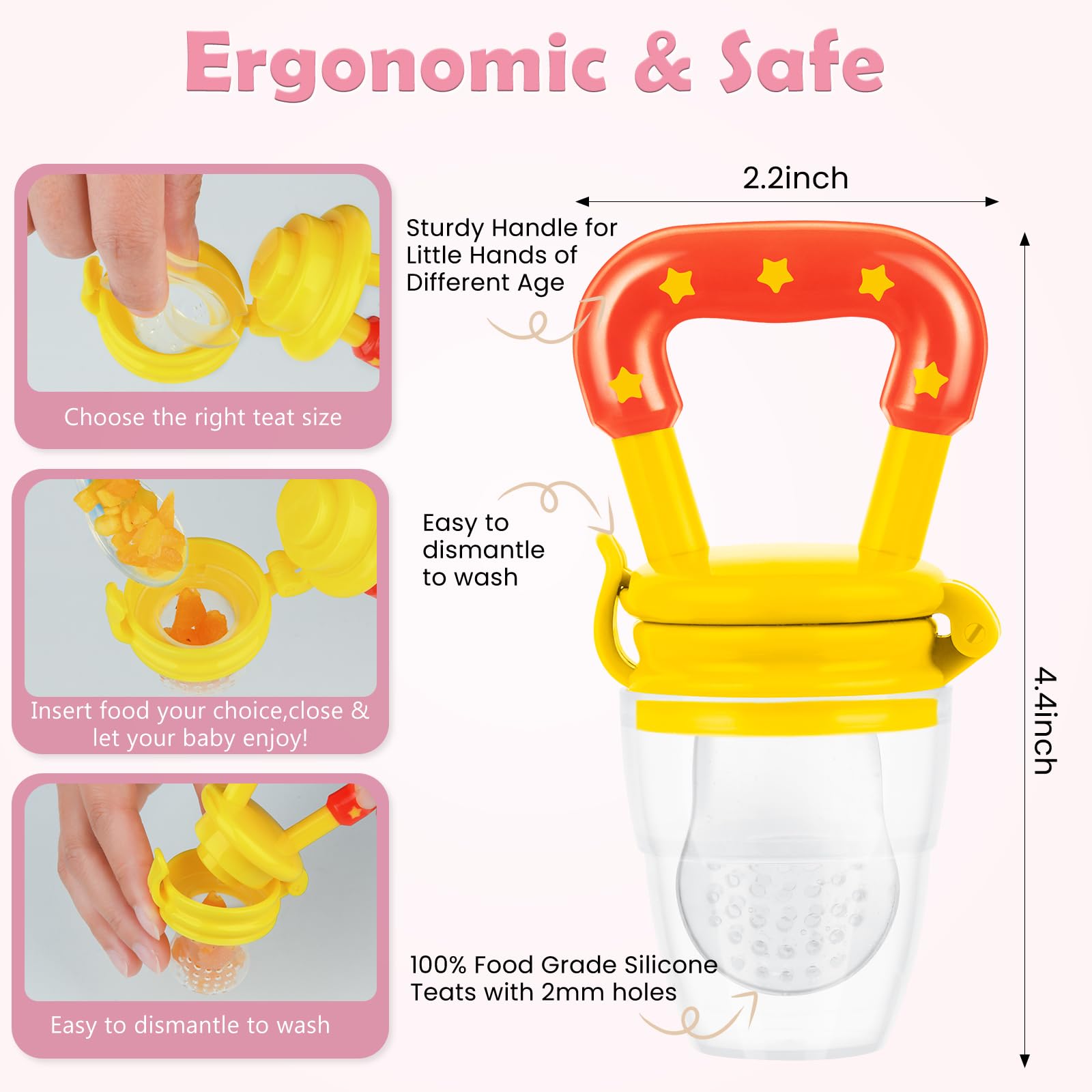 WAJIAYON pacifier clip keeps the feeder within reach and prevents drops