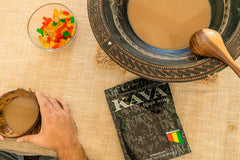 Wakacon Kava scoop with powder ready to measure for a relaxing cup