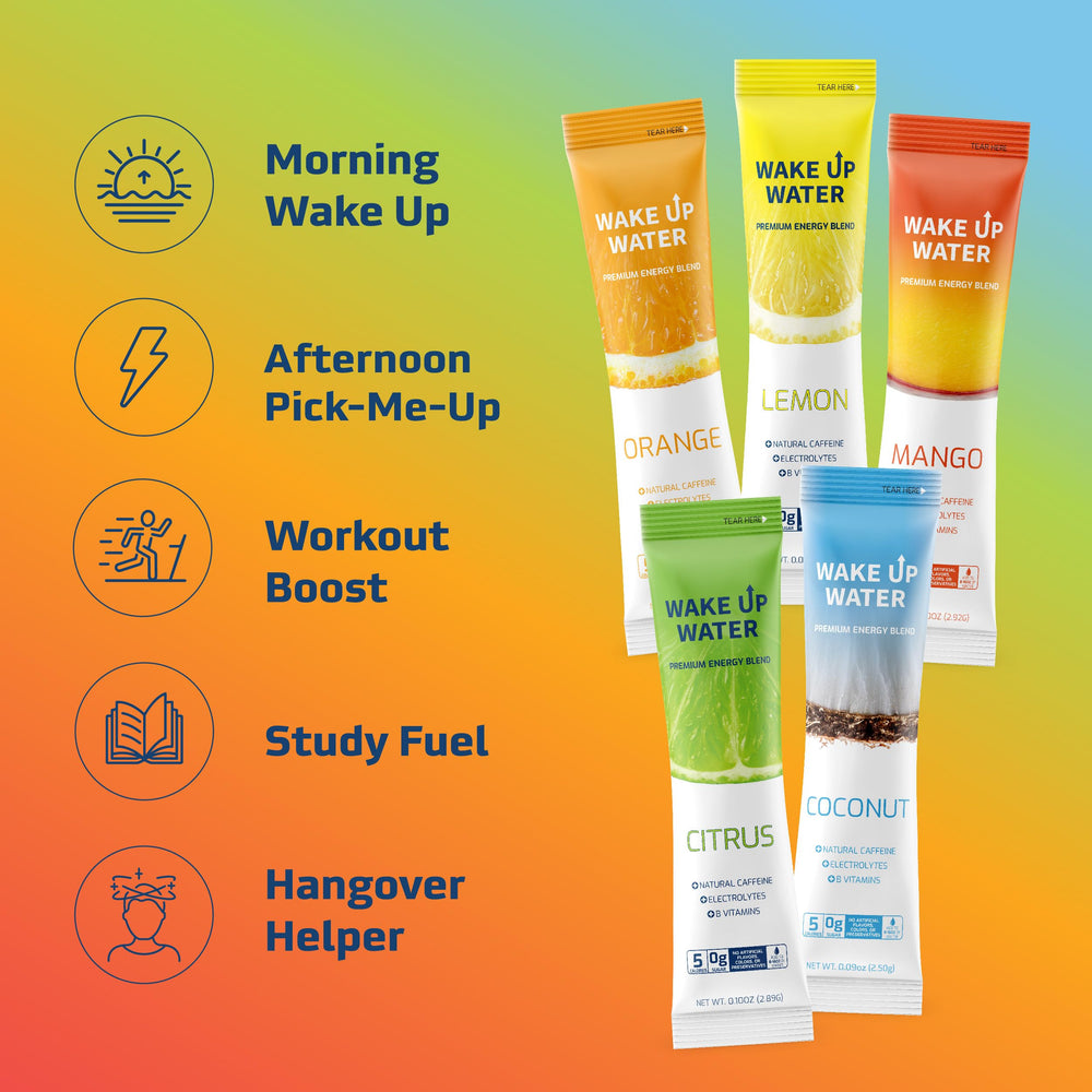 Wake Up Water lemon packet: refreshing zest for a crisp pick-me-up.