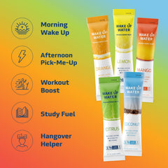 Wake Up Water lemon packet: refreshing zest for a crisp pick-me-up.