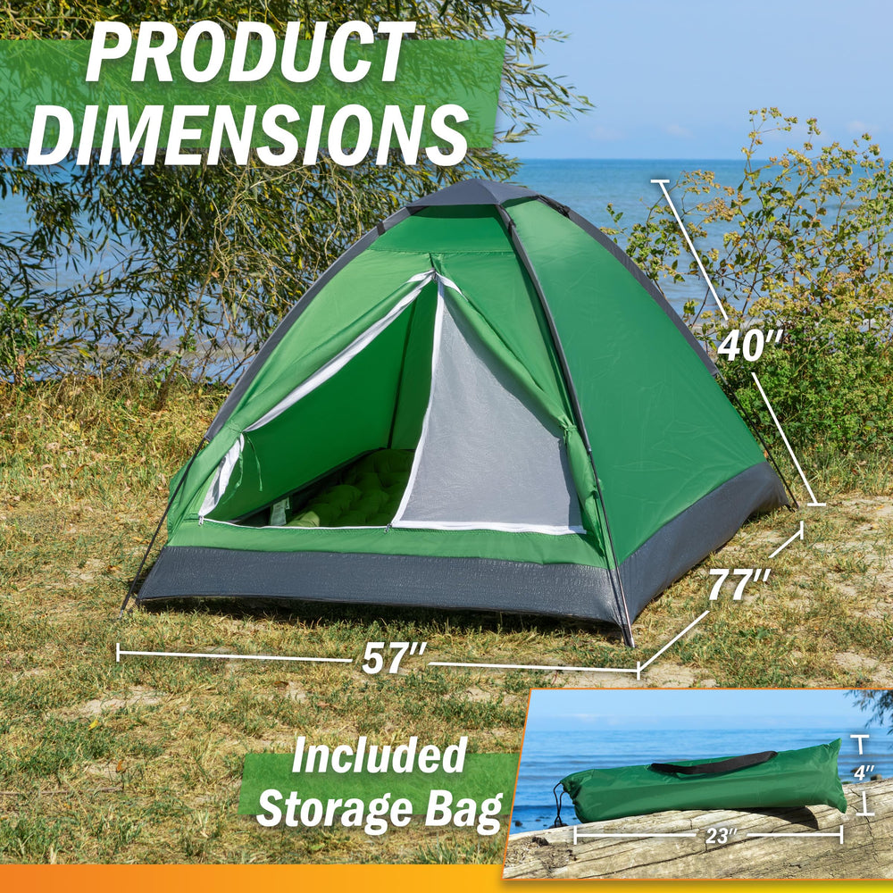 Wakeman 2-person dome tent door open for easy entry and airflow