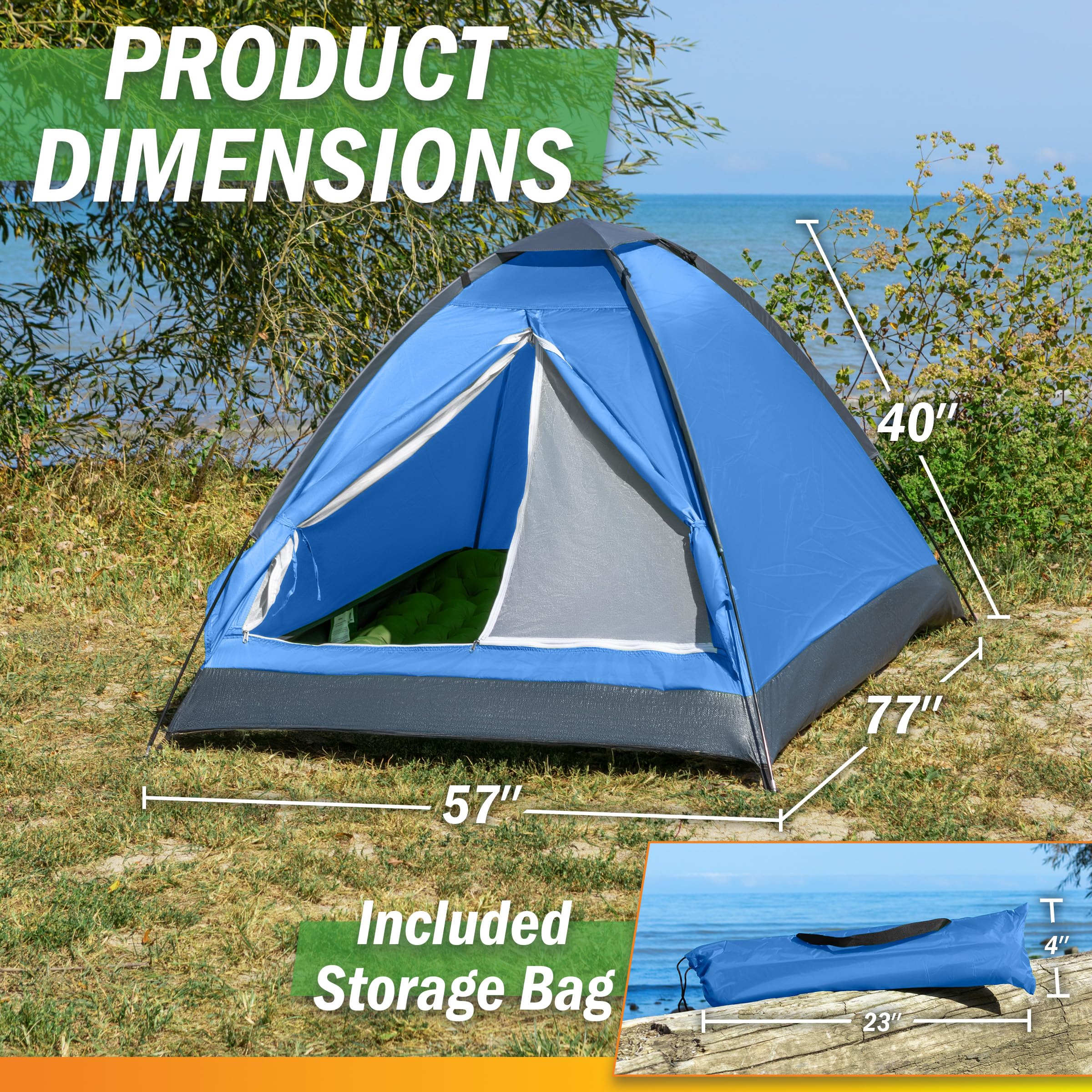 Interior storage pocket keeps small gear organized inside the 2-person tent.