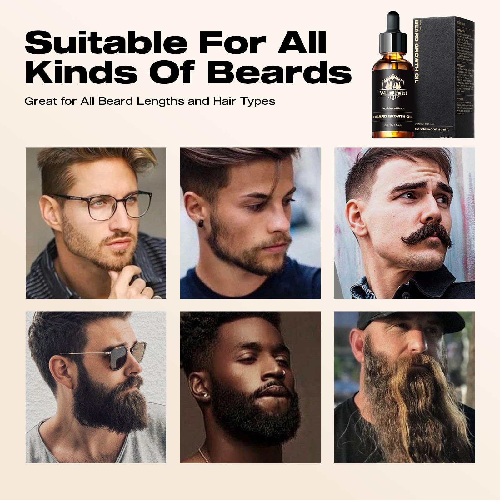 Waking Forest castor oil and rosemary blend nourishes beard follicles.