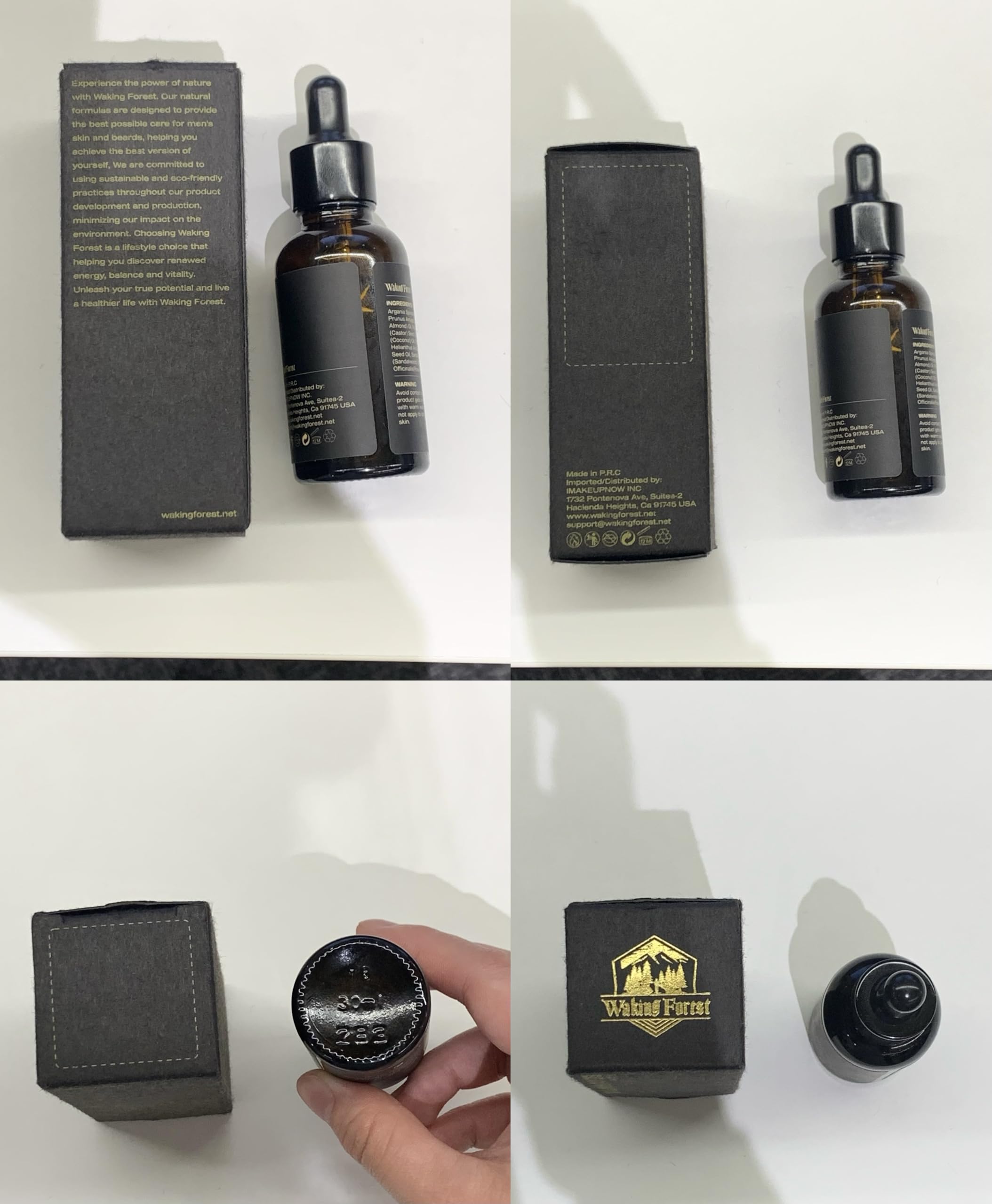 Waking Forest man applying beard oil for daily grooming routine.