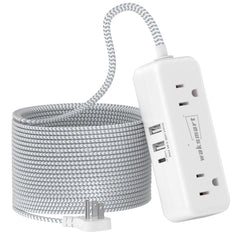 Waksmart 25ft flat extension cord braided cable for flexible reach