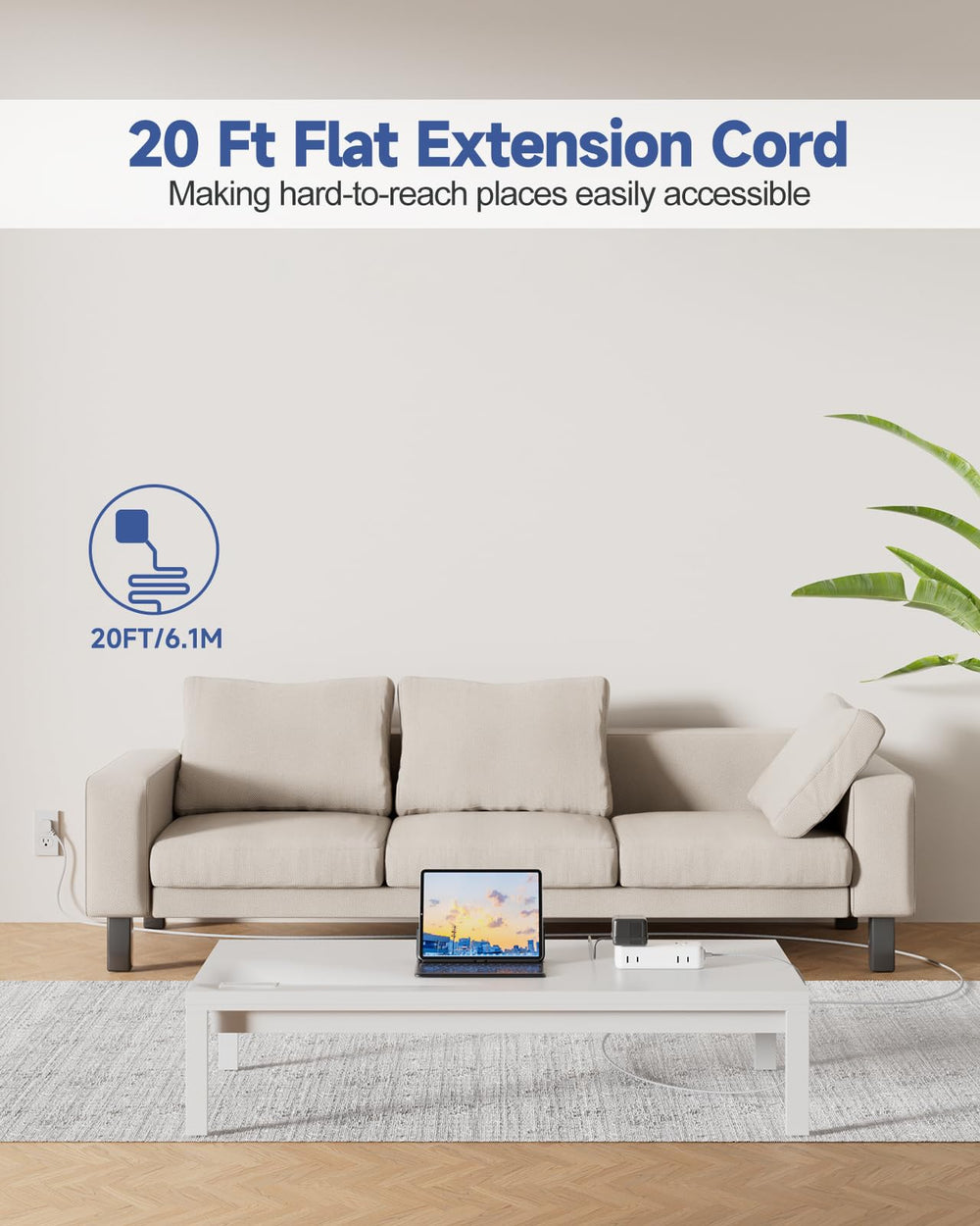 Waksmart flat plug extension with four outlets for versatile device charging