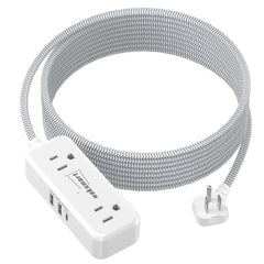 Waksmart flat plug extension with braided cord for durable, clutter-free setup