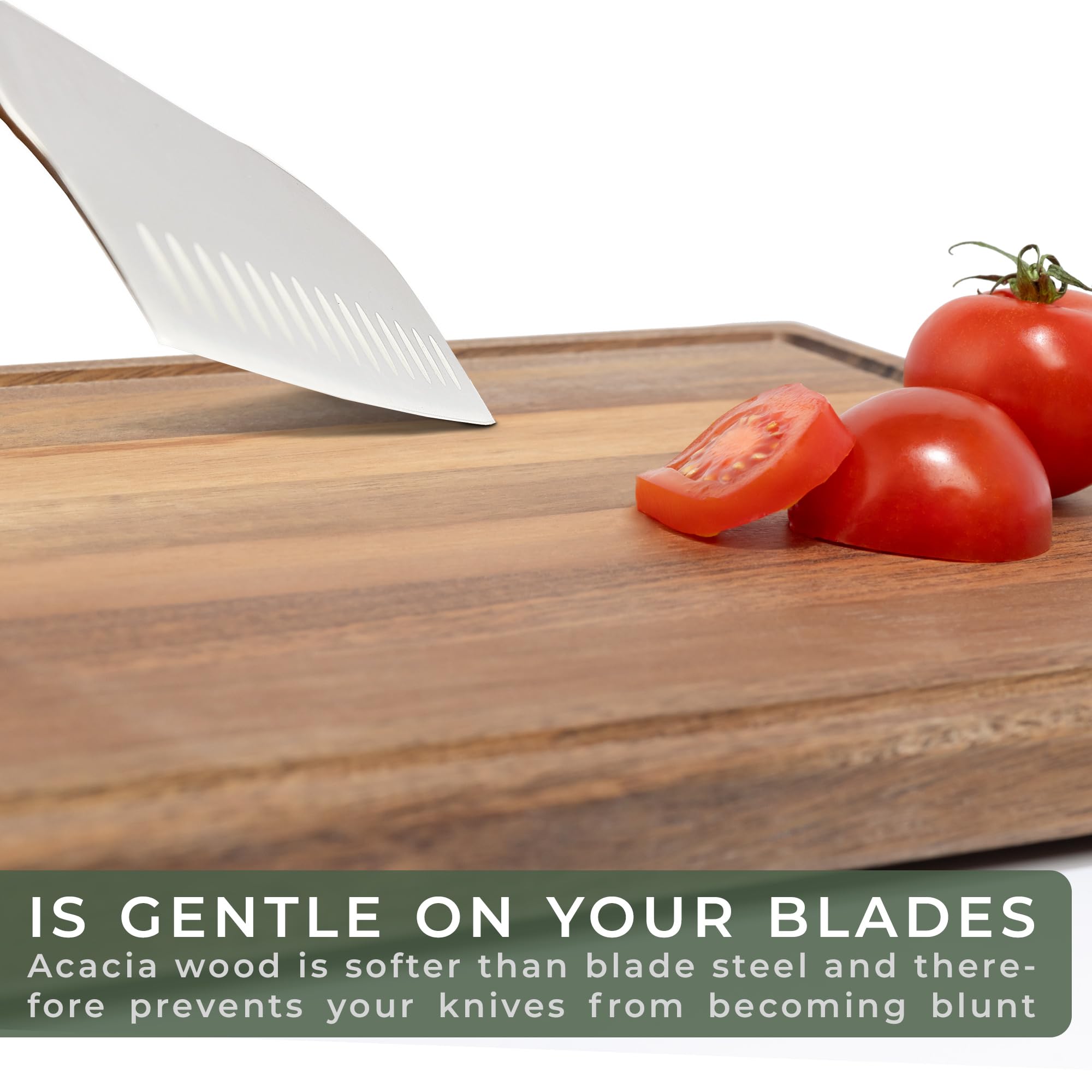 WALDWERK kitchen prep surface with natural acacia grain and versatile sizes.