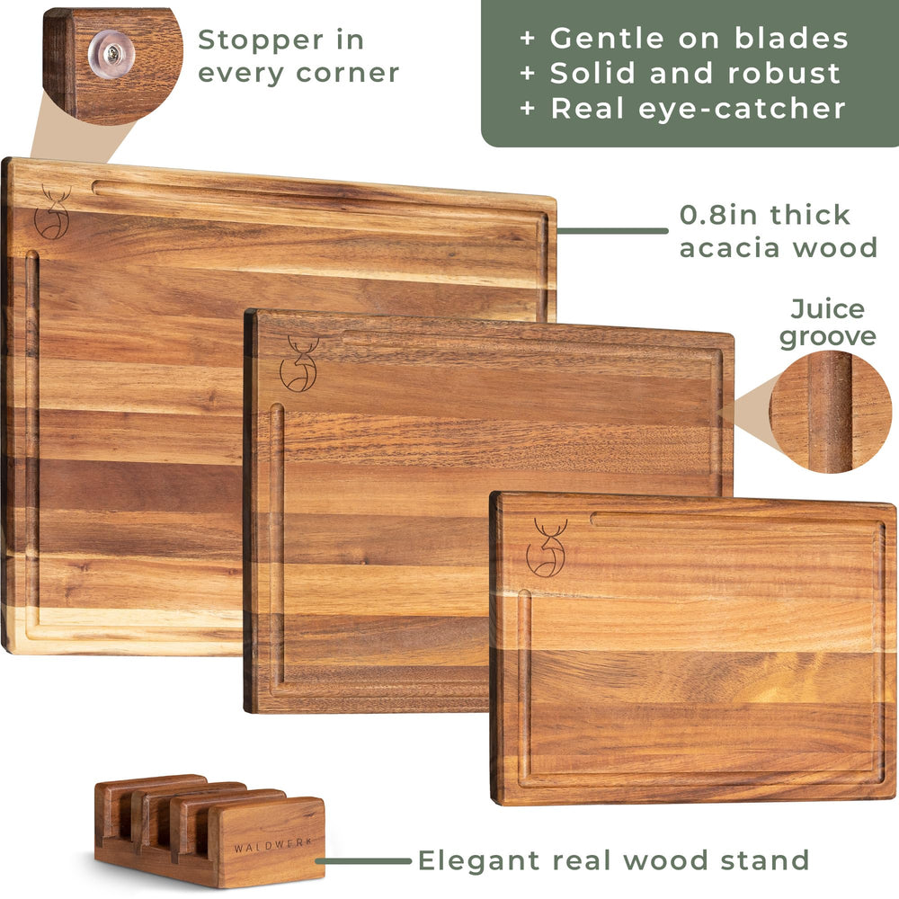 WALDWERK cutting board storage stand shown with boards ready to dry.