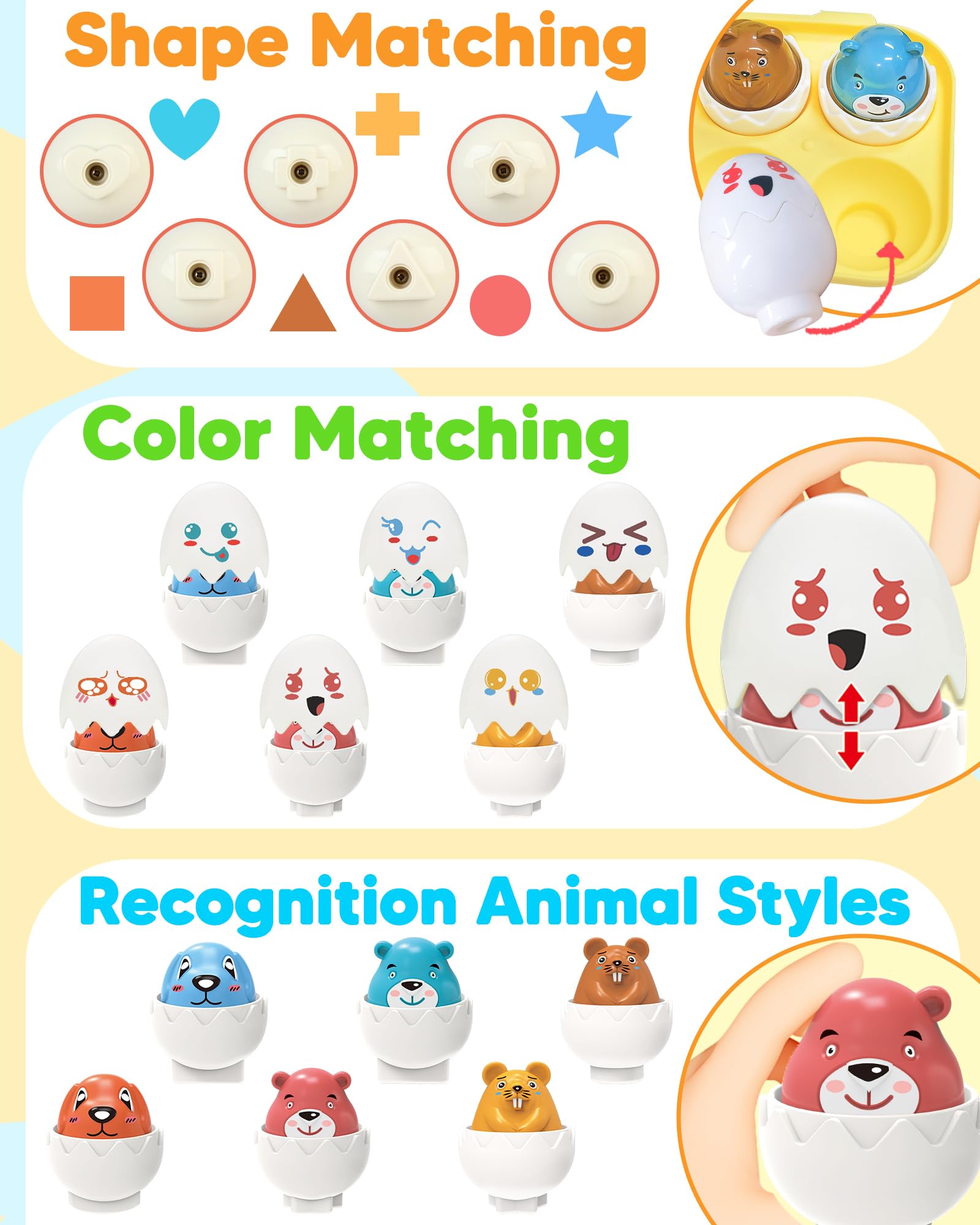 Walenced sensory Easter eggs feature different bases for imaginative play