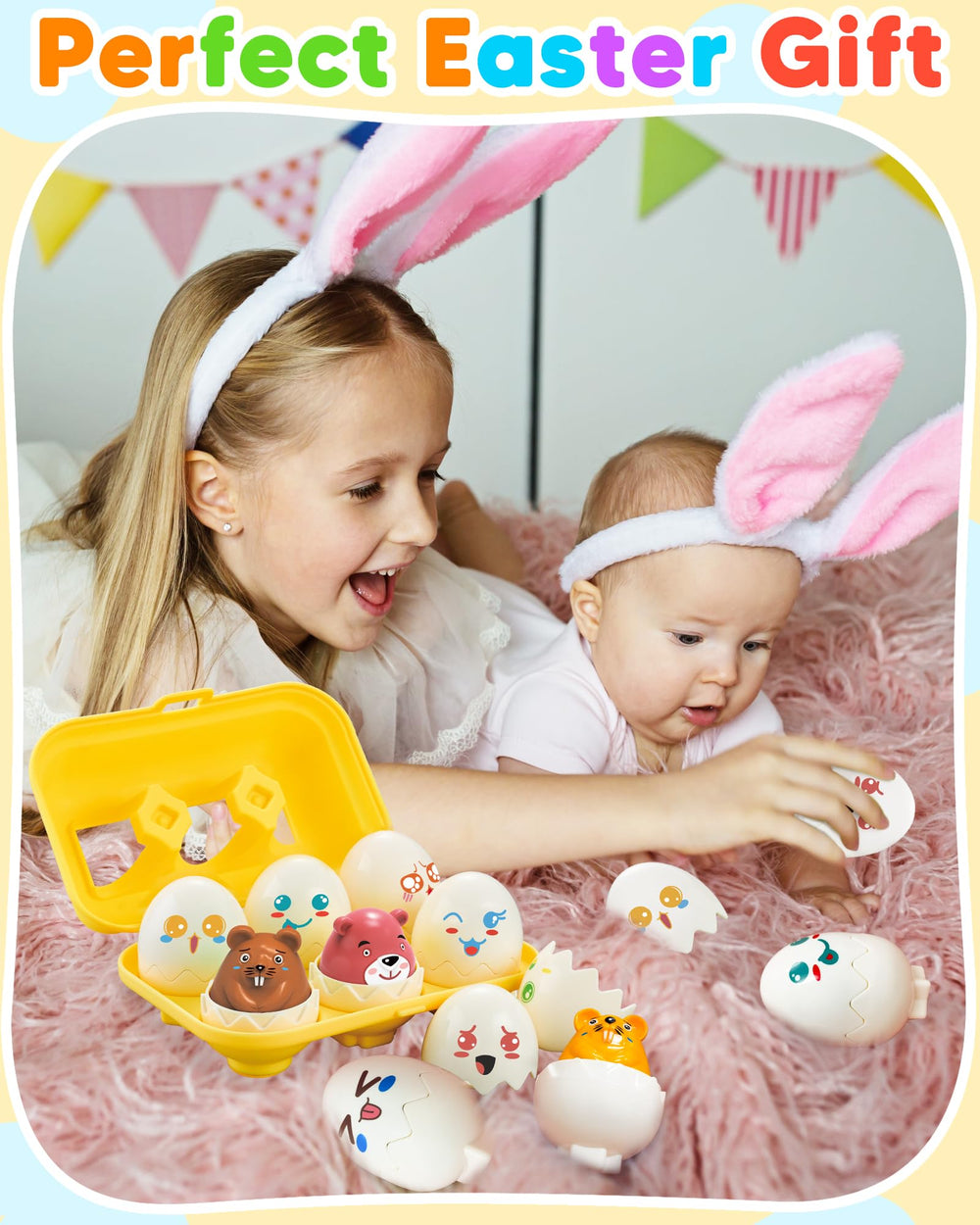 Walenced Easter egg toys for sensory exploration with varied colors and bases