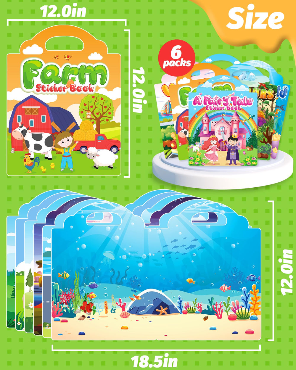 Walenced sticker book six themes offer varied creative options.