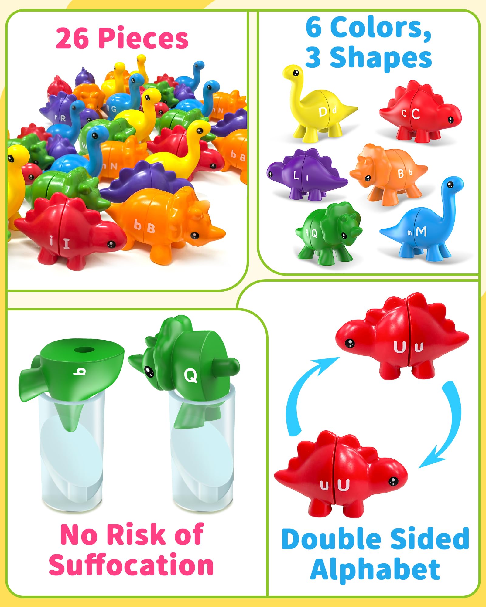 Walenty colorful dinosaur pieces spark exploration and letter play