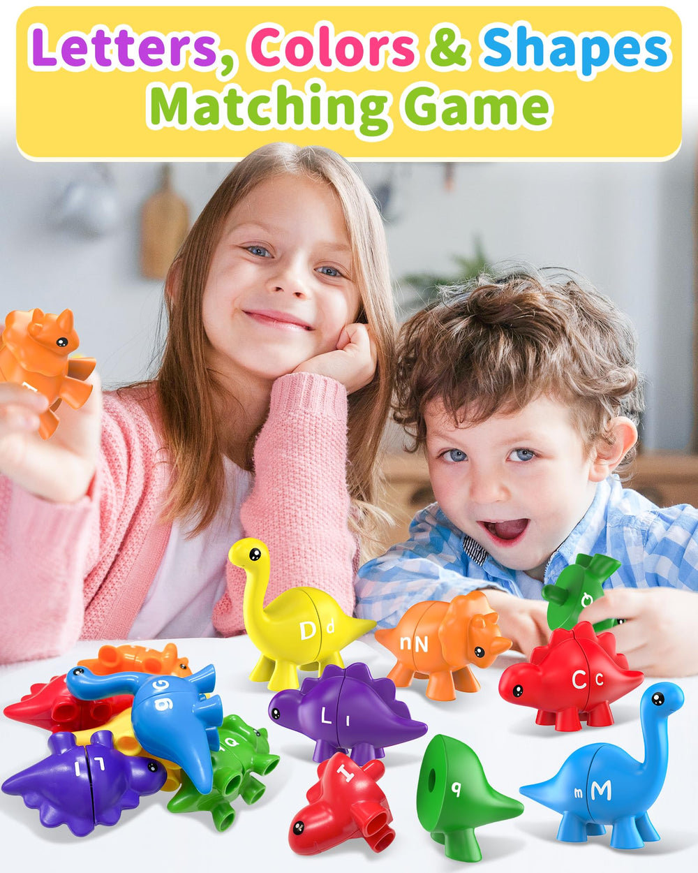 Walenty double‑sided dinosaur letters enable uppercase and lowercase matching