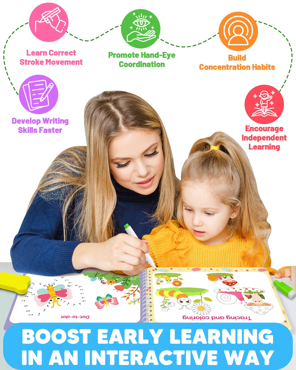 Walenty dry-erase markers set enables reusable writing sessions.