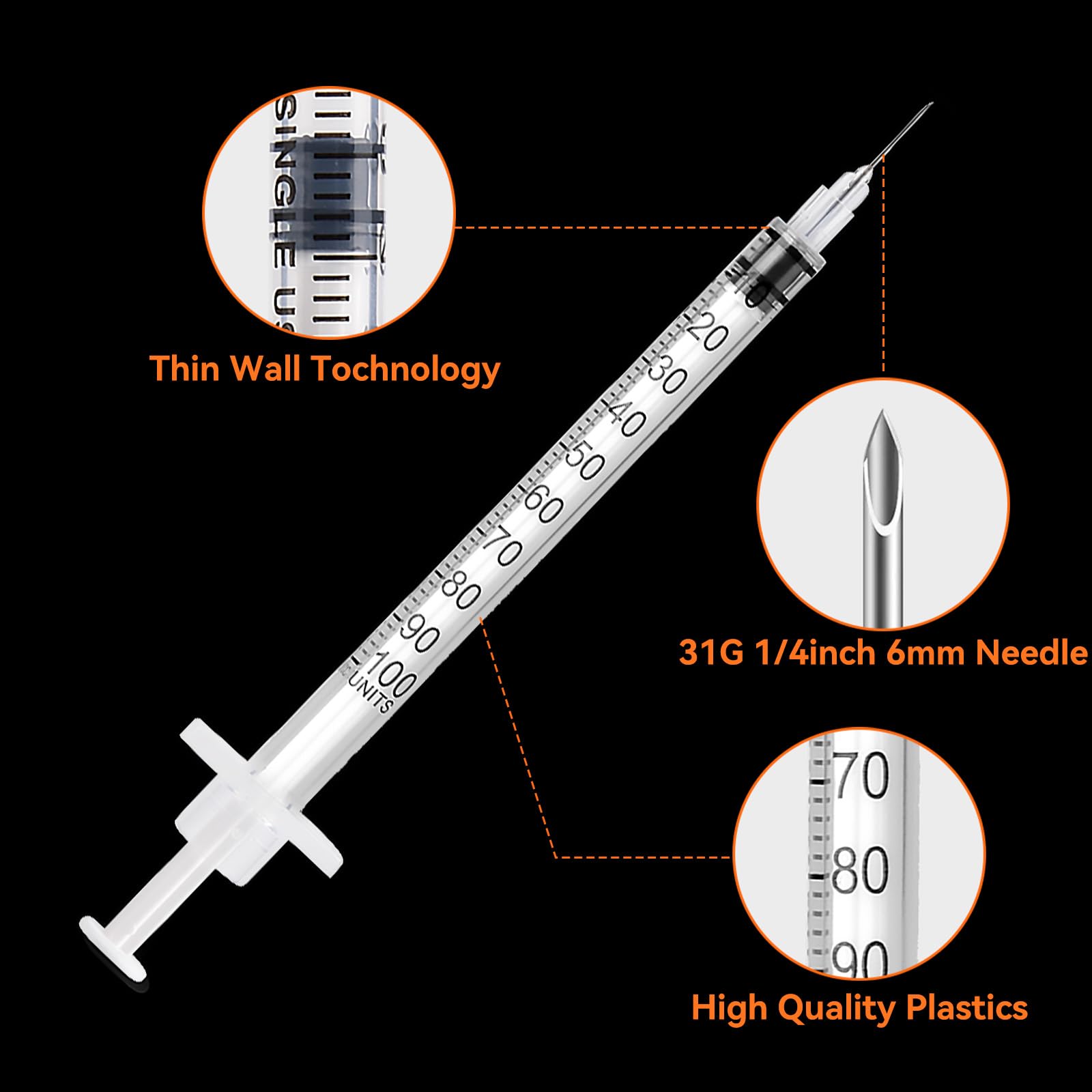 Walipuil U-100 syringes suited for lab, industrial, and home applications.