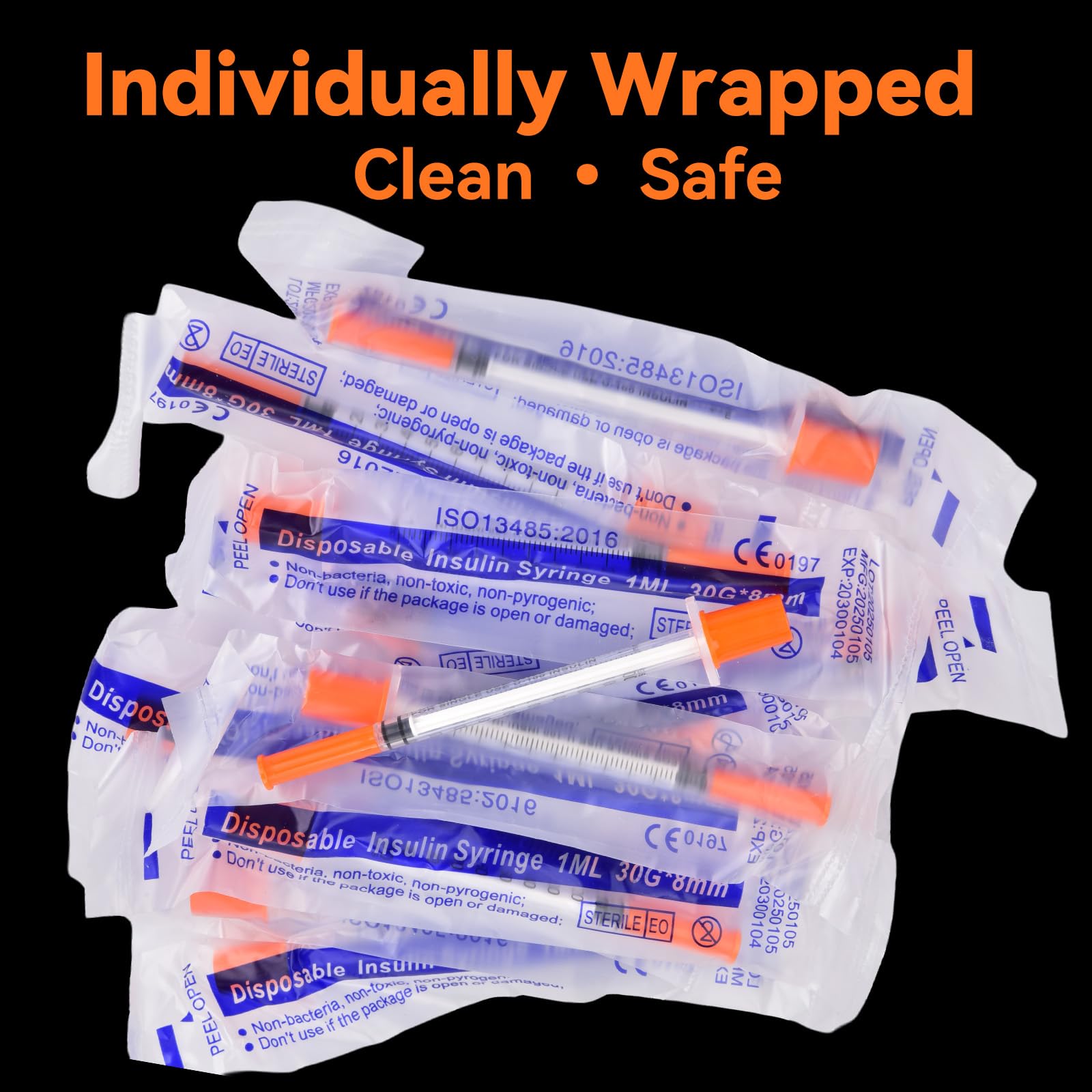 Close-up of smooth plunger action in Walipuil U-100 syringes for precise dosing.