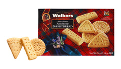Walker's Shortbread box packaging: elegant gift-ready presentation.