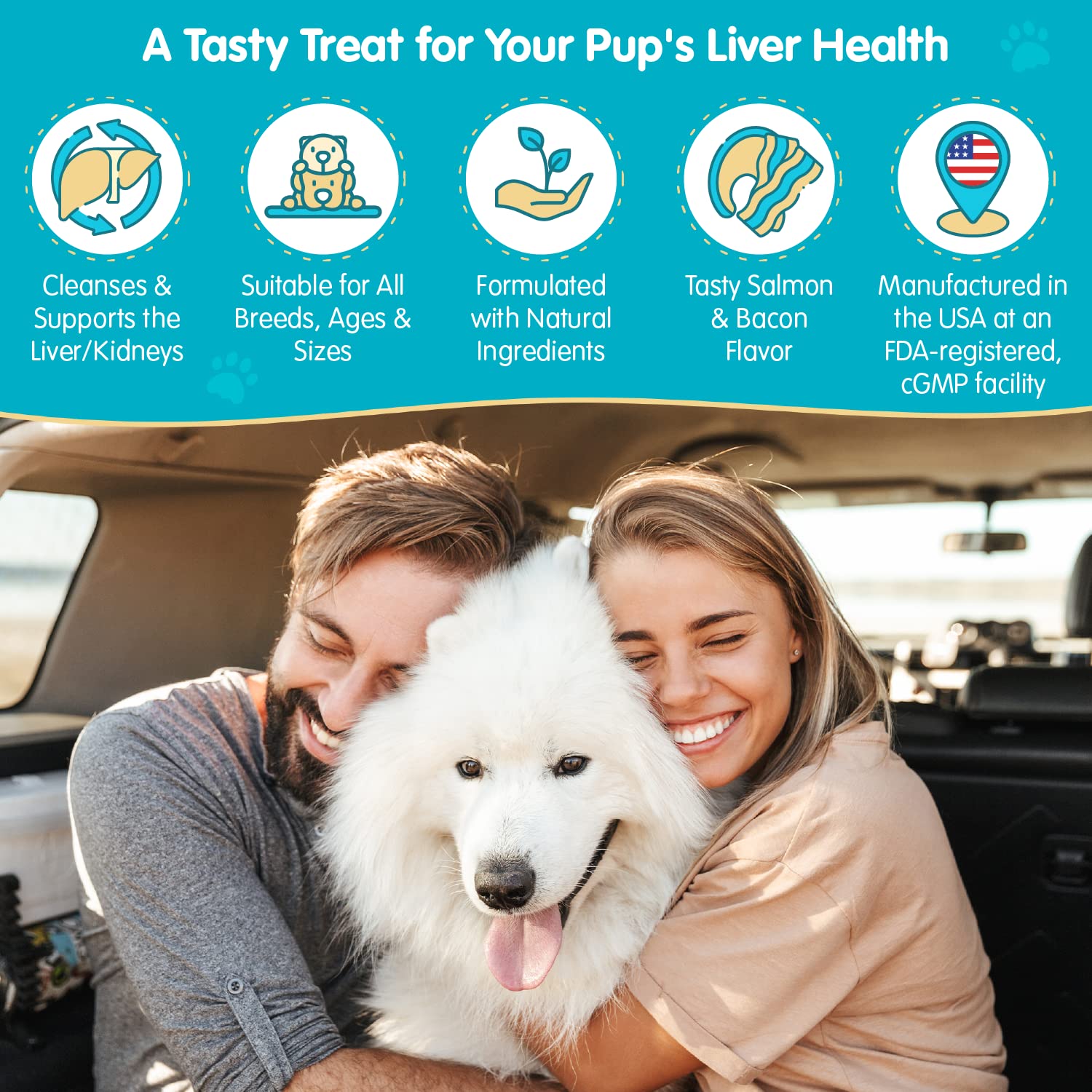 Wanderfound Pets 100 chewable tablets shown for daily dosing