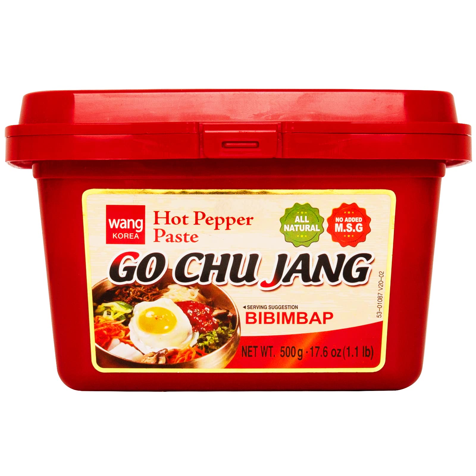 Wang Gochujang bottle front view shows vibrant paste ready for cooking.