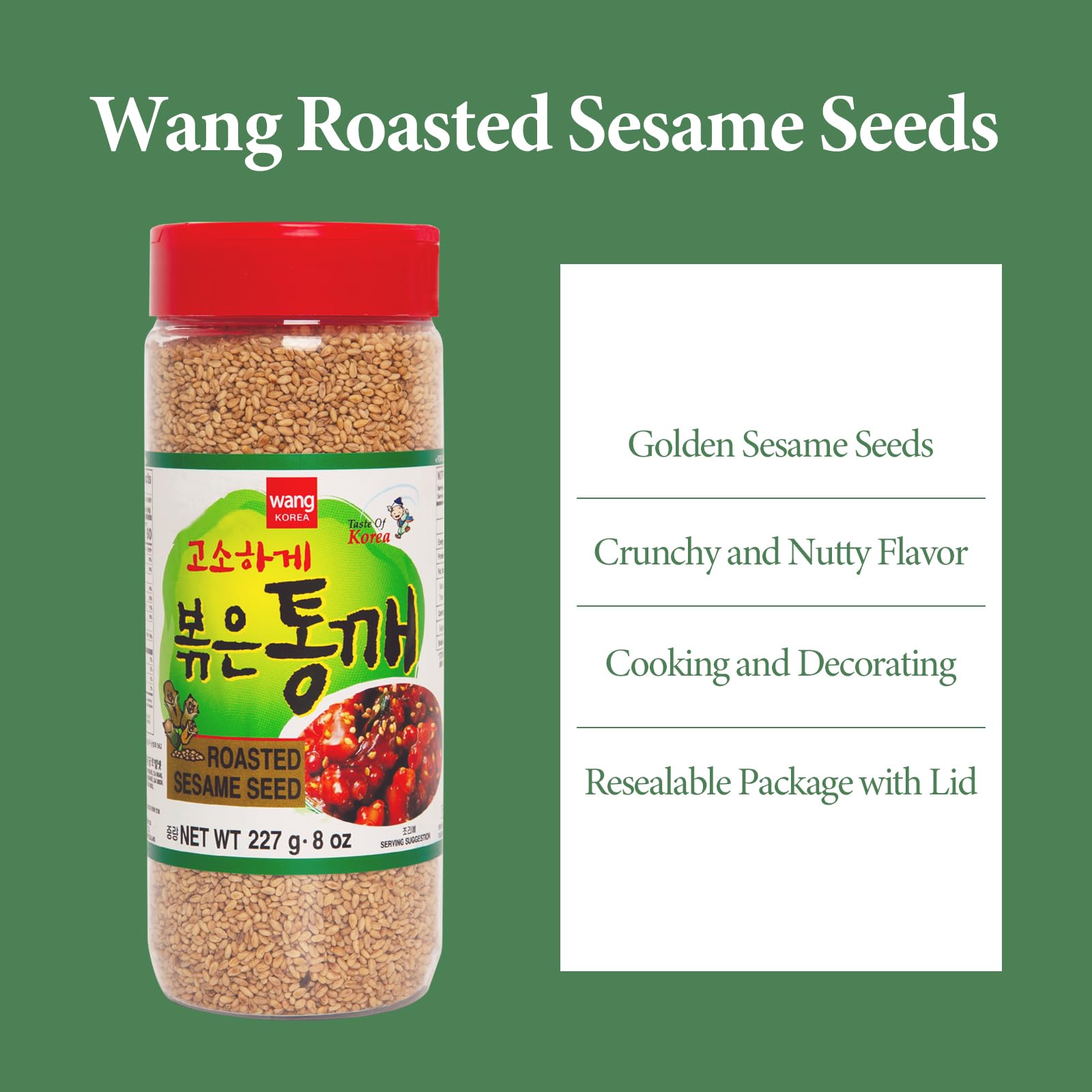 Ready-to-use Wang sesame seeds save time in cooking and baking tasks.