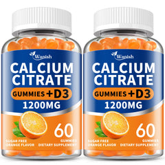 Wanish calcium citrate orange gummies bottle front showing a convenient daily supplement