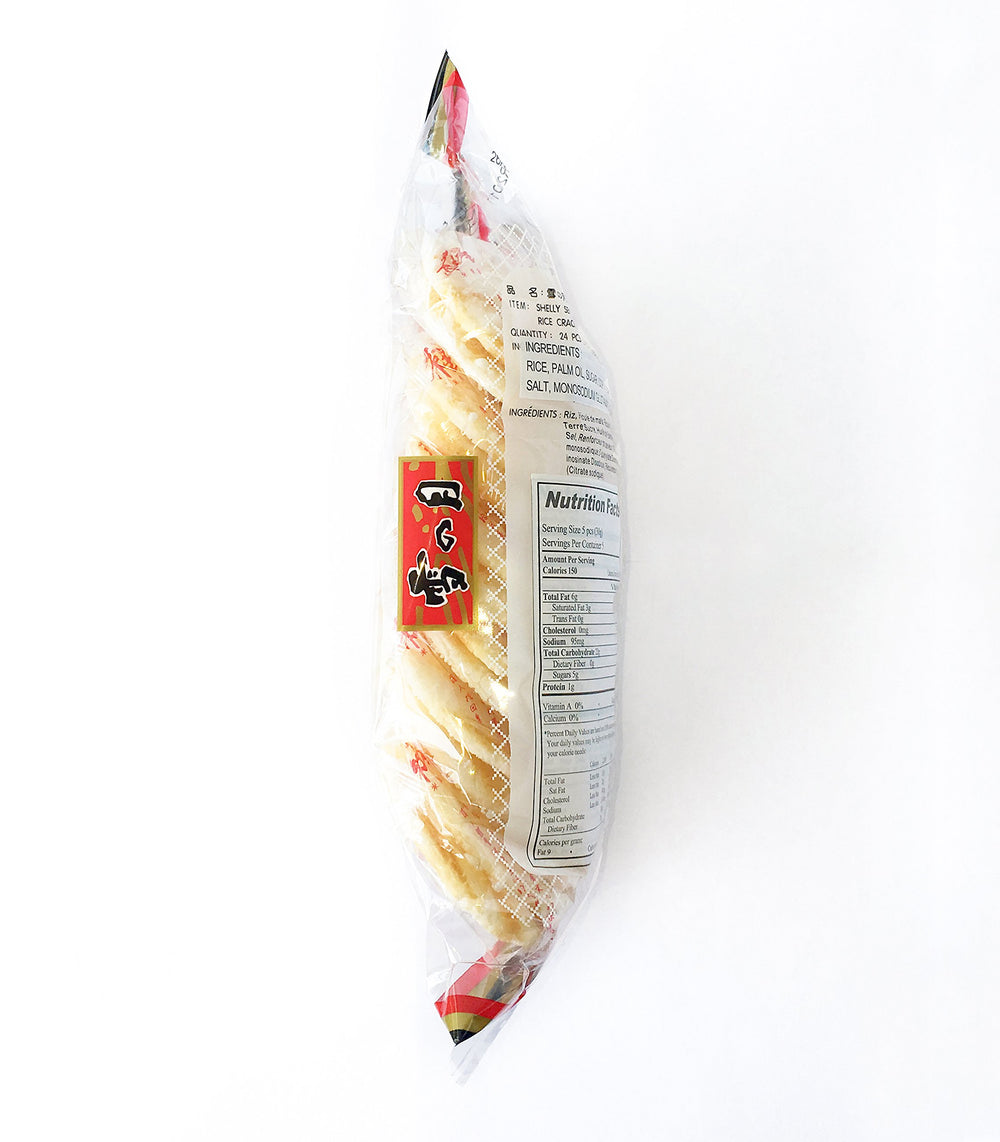 Want Want Shelly Shenbei Snowy Crispy Rice Crackers closeup highlights glaze and texture