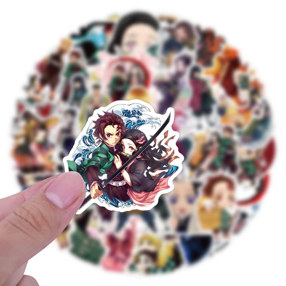 WANVAE Demon Slayer stickers on a notebook for playful decor.