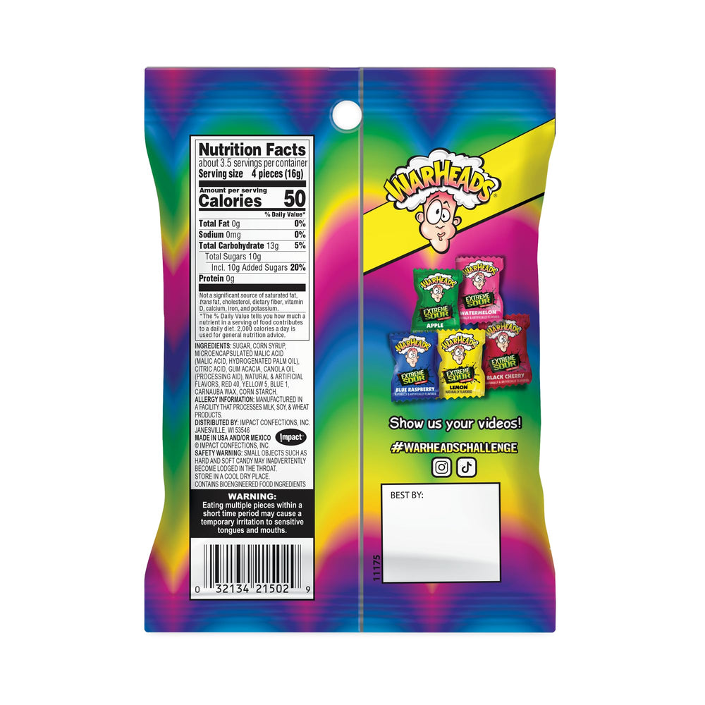 Warheads extreme sour hard candy Black Cherry flavor with intense coating and sweet center
