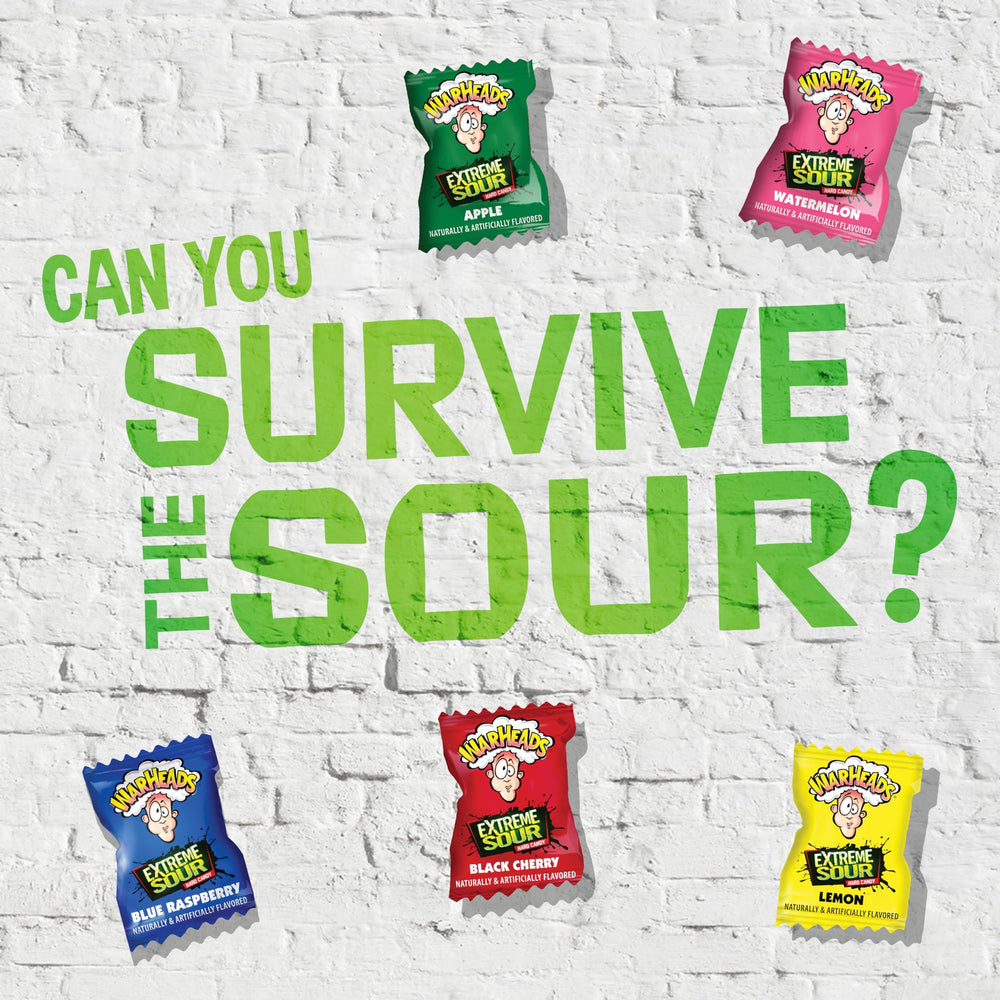 Warheads extreme sour hard candy Blue Raspberry flavor offers bright tang and lasting taste