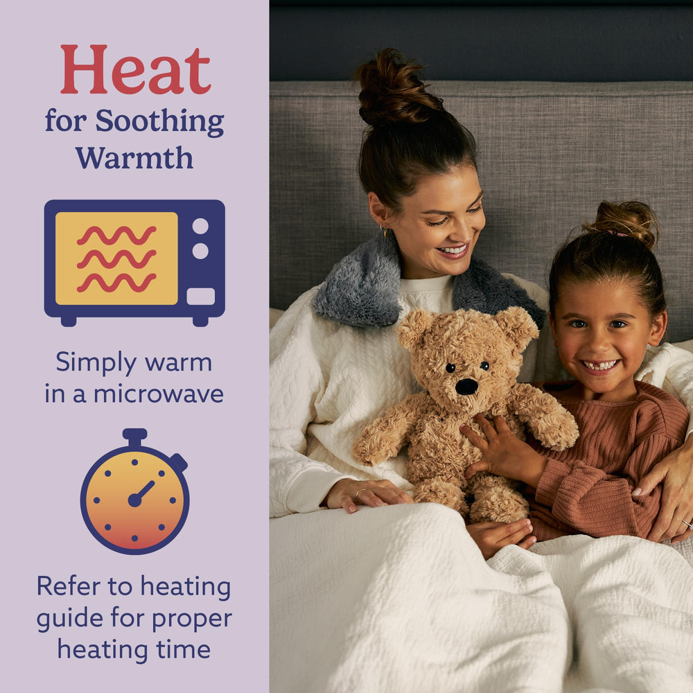 Warmies Brown Curly Bear cooling option provides relief on hot days.