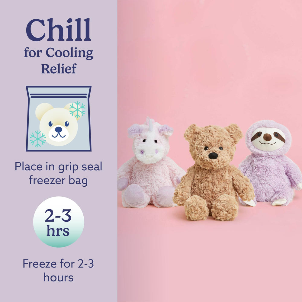 Warmies Brown Curly Bear safety design suitable for all ages.